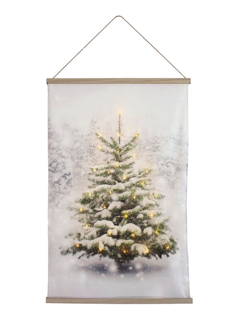 Toile velours 75 x 112 cm motif imprimé sapin led Gris - Kiabi