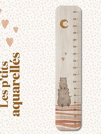 Toise en Bois 2 Petites Souris Cœur