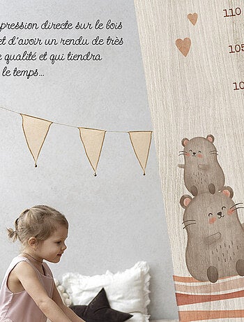 Toise en Bois 2 Petites Souris Cœur