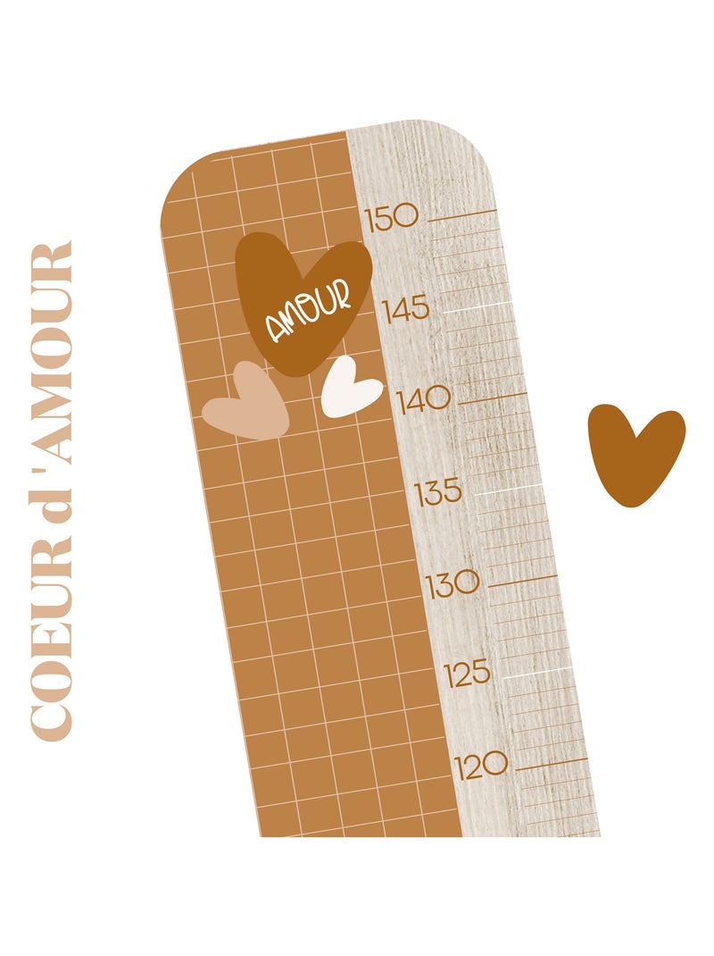 Toise en Bois Carreau Caramel - Coeur Multicolore - Kiabi