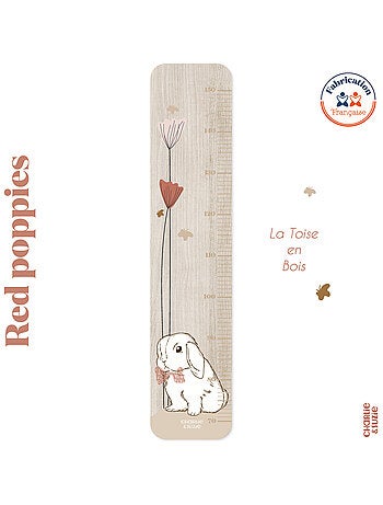 Toise en bois Lapin Blanc Red Poppies