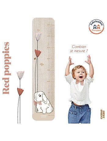 Toise en bois Lapin Blanc Red Poppies