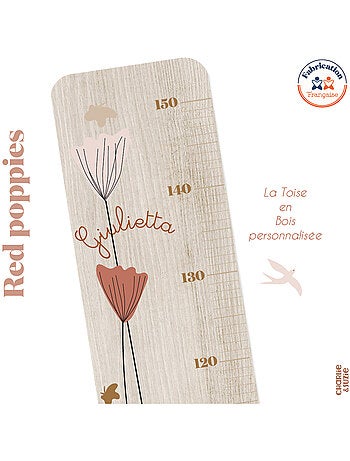 Toise en bois Lapin Blanc Red Poppies