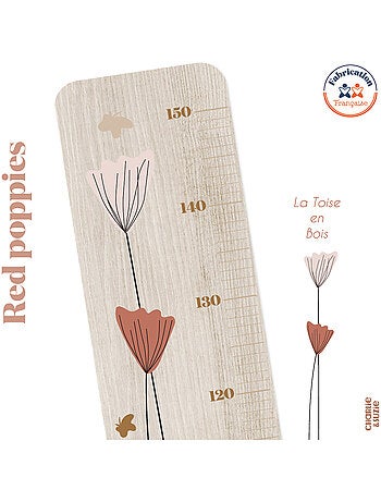 Toise en bois Lapin Blanc Red Poppies