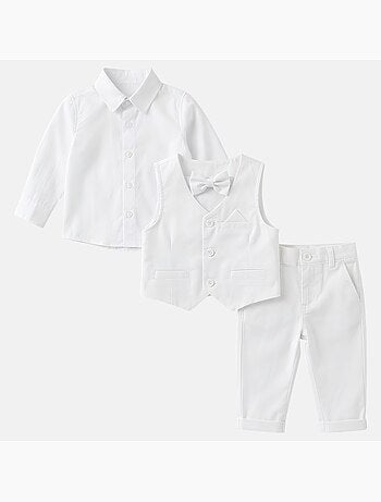 Tom Kids - Ensemble b?b? gar?on pour les c?r?monies chemise gilet n?ud papillon et pantalon 7/8?me