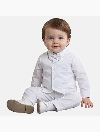 Tom Kids - Ensemble b?b? gar?on pour les c?r?monies chemise gilet n?ud papillon et pantalon 7/8?me