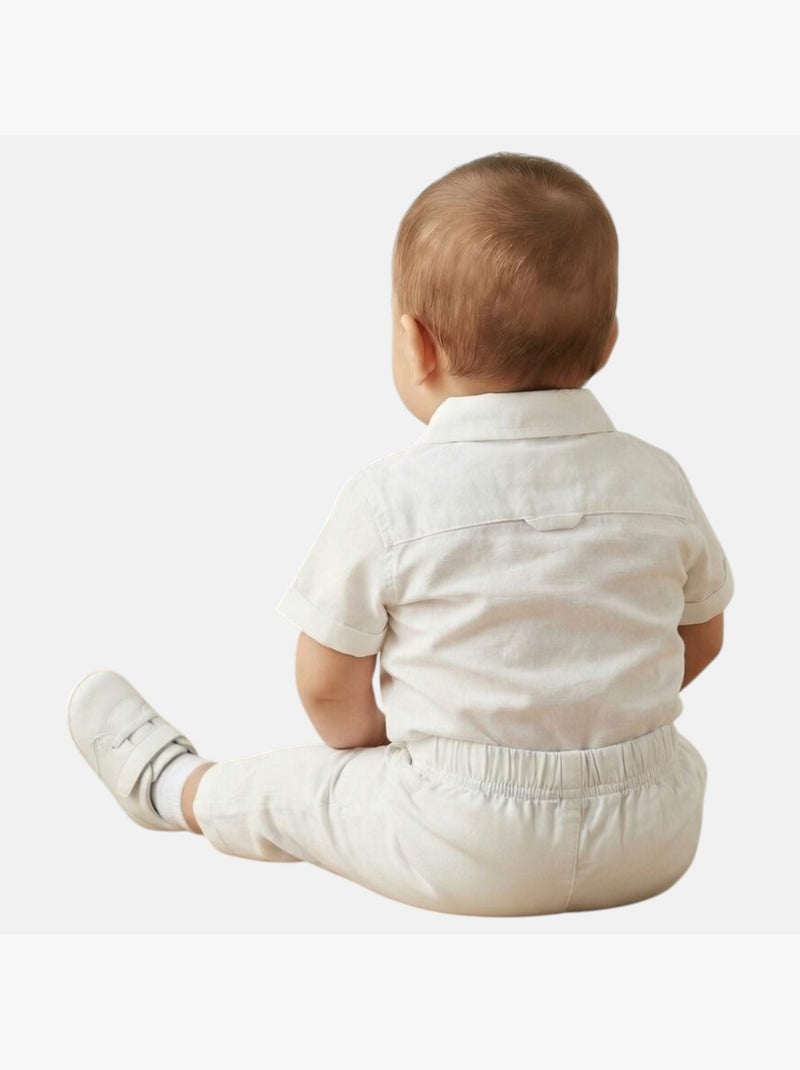 Tom Kids - Ensemble bébé garçon de cérémonie chemise manches courtes et pantalon Blanc - Kiabi