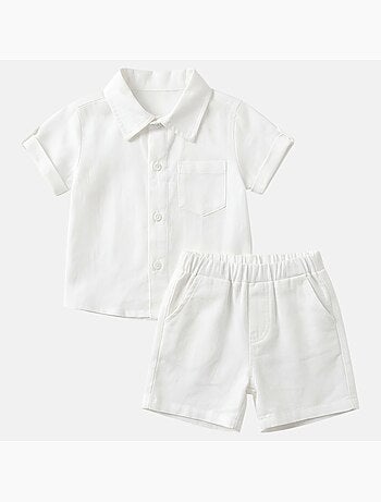 Tom Kids - Ensemble bébé garçon de cérémonie chemise manches courtes et short