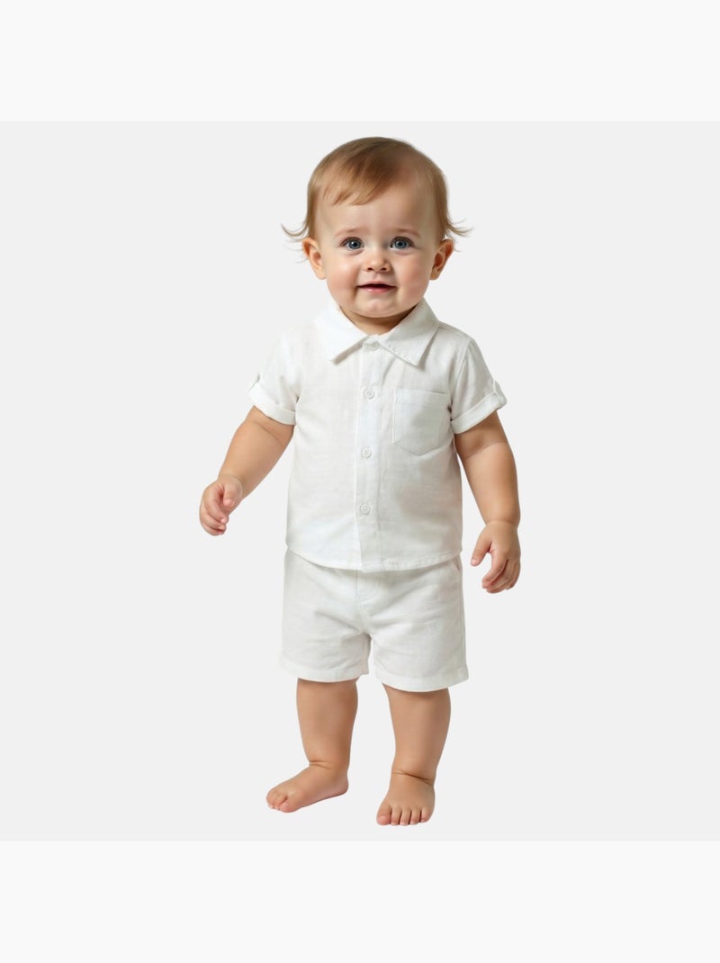 Tom Kids - Ensemble bébé garçon de cérémonie chemise manches courtes et short Blanc - Kiabi