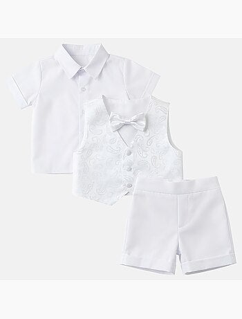 Tom Kids - Ensemble bébé garçon de cérémonie gilet chemise short et noeux papillon