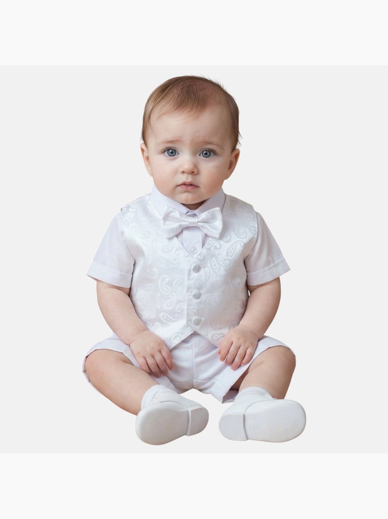 Tom Kids - Ensemble bébé garçon de cérémonie gilet chemise short et noeux papillon Blanc - Kiabi