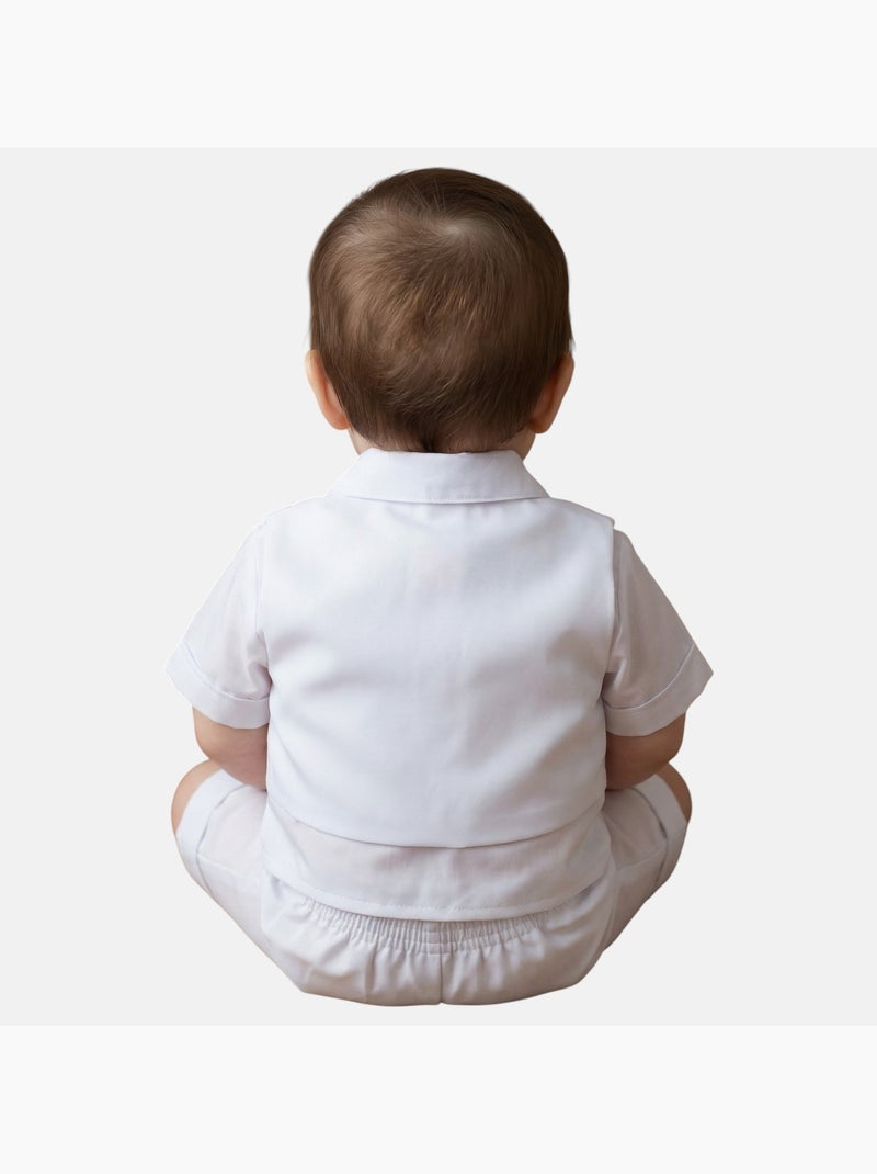 Tom Kids - Ensemble bébé garçon de cérémonie gilet chemise short et noeux papillon Blanc - Kiabi