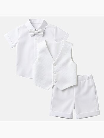 Tom Kids - Ensemble bébé garçon de cérémonie gilet chemise short et noeux papillon