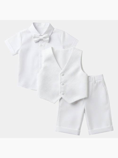 Tom Kids - Ensemble bébé garçon de cérémonie gilet chemise short et noeux papillon - Kiabi