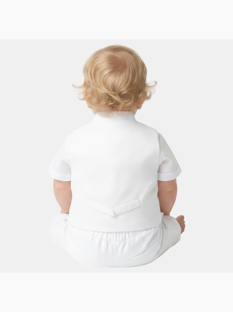 Tom Kids - Ensemble bébé garçon de cérémonie gilet chemise short et noeux papillon Blanc - Kiabi