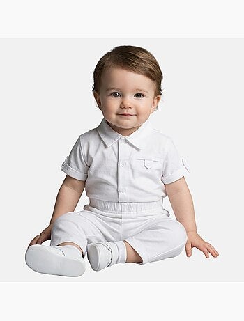 Tom Kids - Ensemble bébé garçon pour cérémonies estivales chemise gilet nœud papillon et short