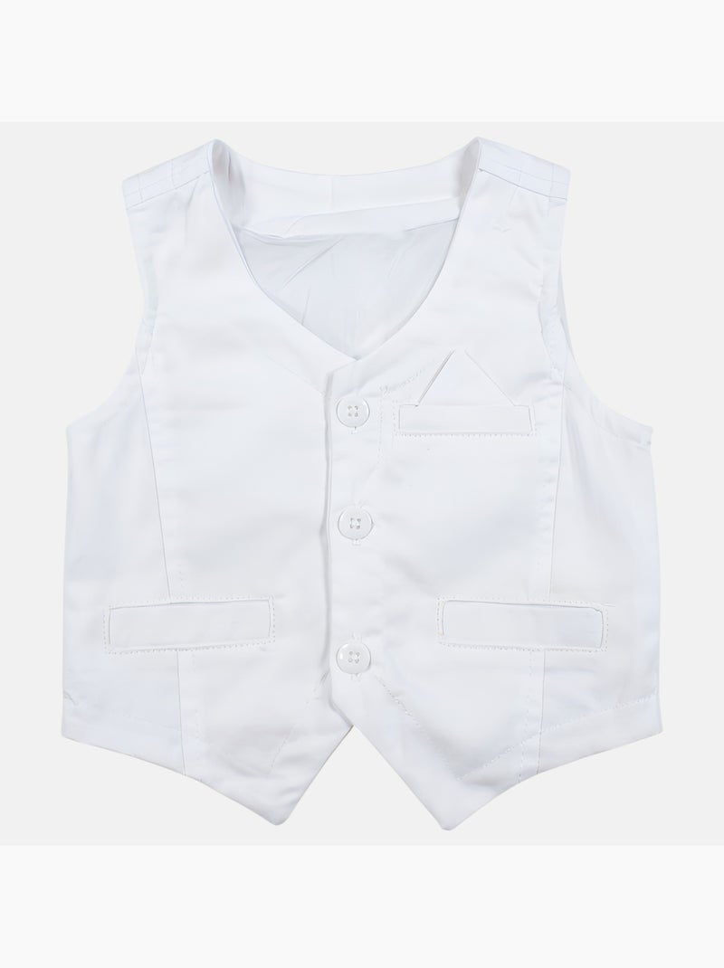 Tom Kids - Ensemble bébé garçon pour les cérémonies chemise gilet n?ud papillon et pantalon 7/8ème Blanc - Kiabi