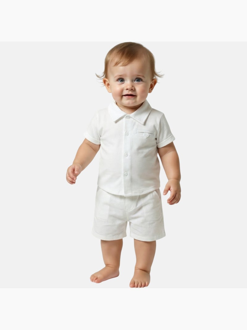 Tom Kids - Ensemble bébé garçon pour les cérémonies chemise manches courtes et short Blanc - Kiabi