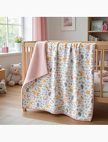 Tom Kids - Plaid doux à motifs animaux de la forêt