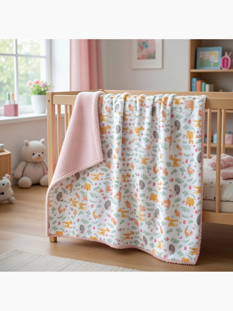 Tom Kids - Plaid doux à motifs animaux de la forêt Blanc - Kiabi