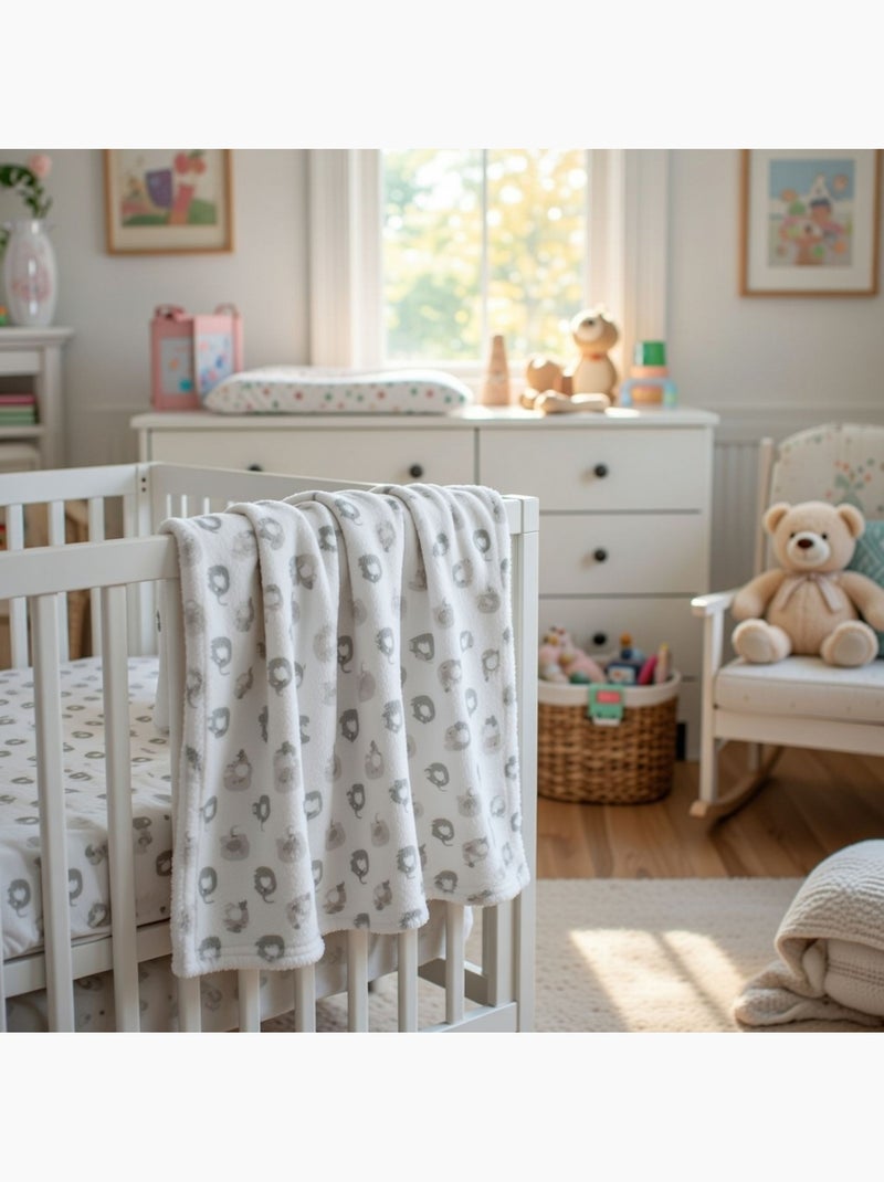 Tom Kids - Plaid doux pour bébé à motifs éléphants Blanc - Kiabi