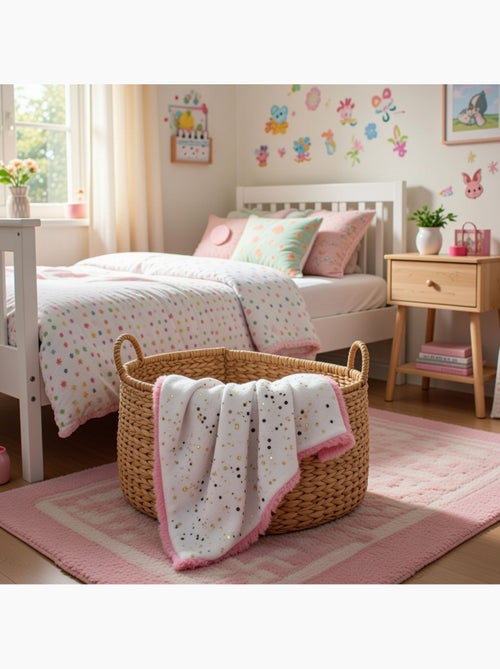 Tom Kids - Plaid doux pour fille à pois dorés - Kiabi