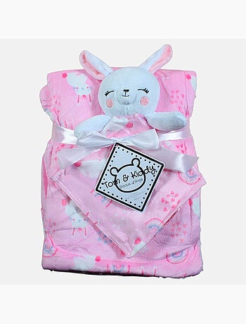 Tom Kids - Plaid doux pour fille avec doudou lapin -