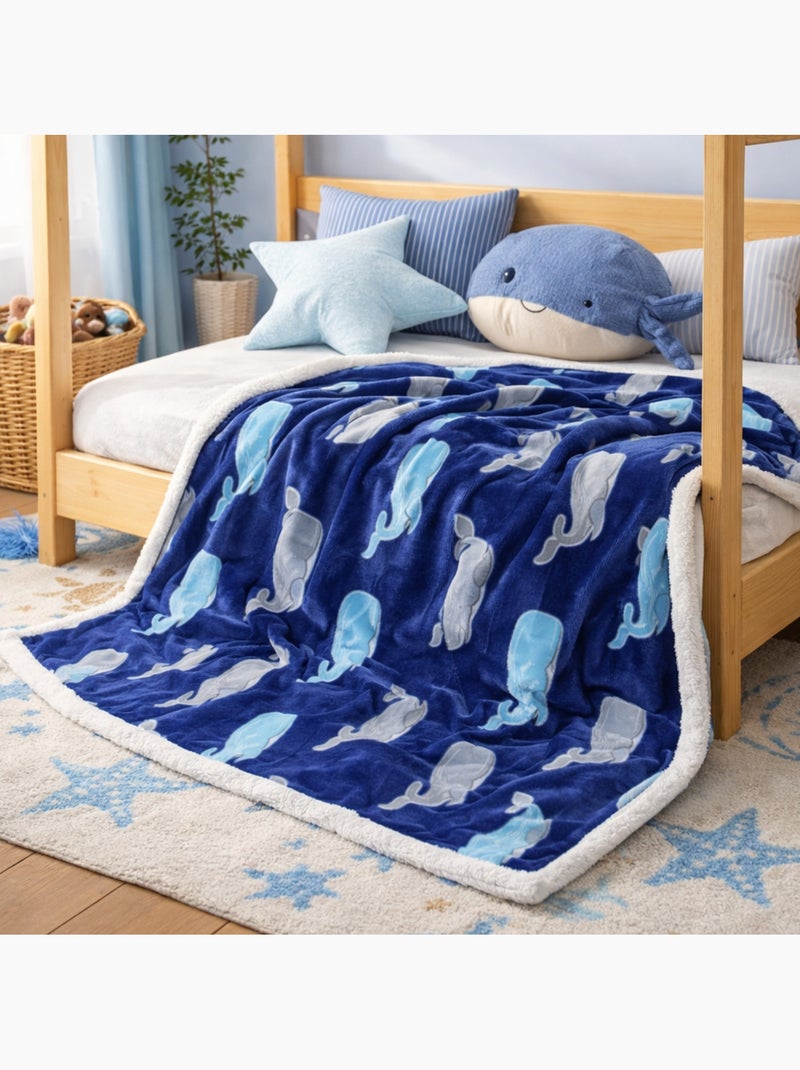 Tom Kids - Plaid doux pour garçon à motifs baleines Bleu - Kiabi