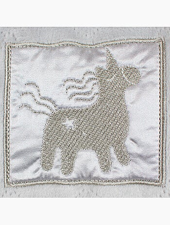 Tom kids - plaid polaire cerf brodé 80x95 cm, effet mouton