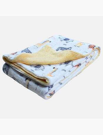 Tom kids - plaid polaire doux à imprimé animaux de la savane 75 x 150 cm