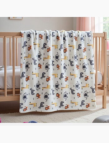 Tom kids - plaid polaire doux à imprimé animaux de la savane 75 x 150 cm