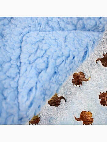 Tom kids - plaid polaire doux à motifs éléphants 75 x 150 cm