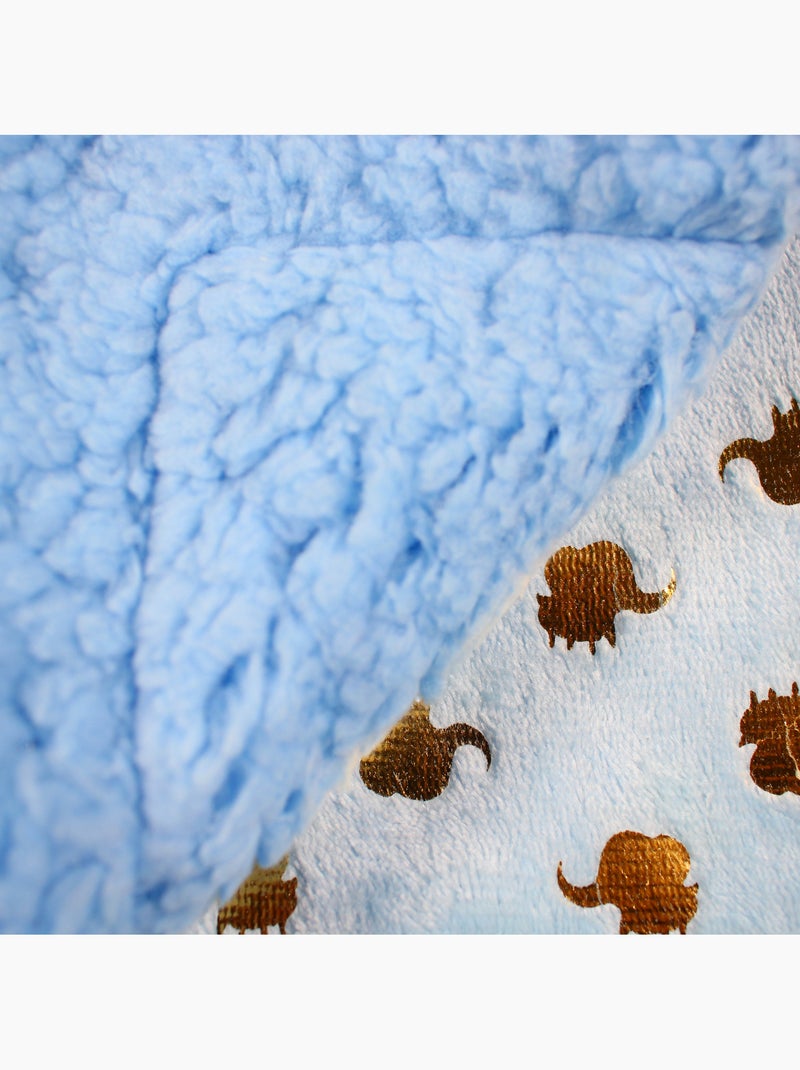 Tom kids - plaid polaire doux à motifs éléphants 75 x 150 cm Bleu - Kiabi
