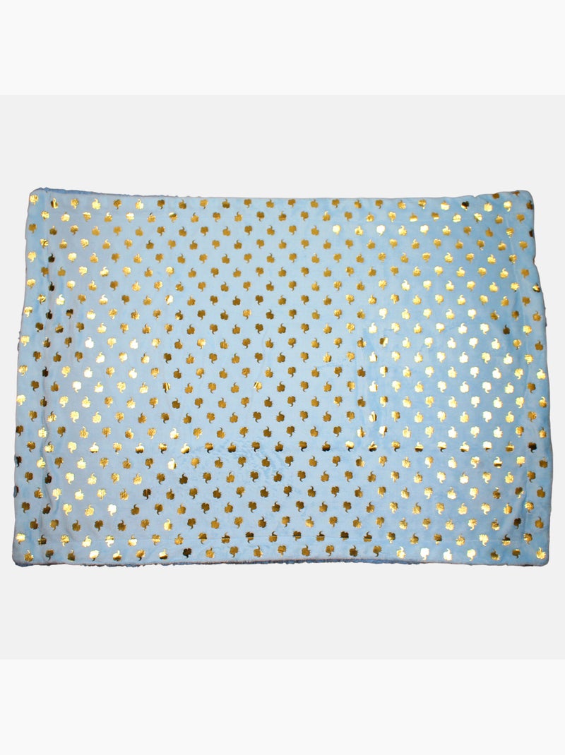 Tom kids - plaid polaire doux à motifs éléphants 75 x 150 cm Bleu - Kiabi