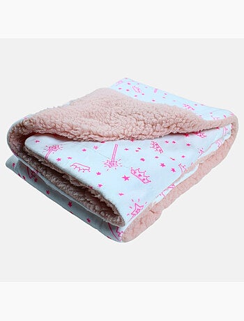 Tom kids - plaid polaire doux à motifs étoiles et couronnes 75 x 150 cm