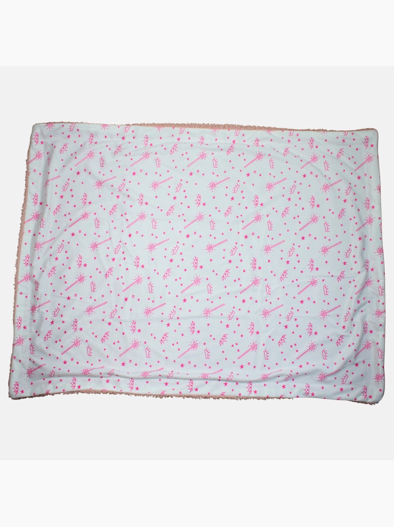 Tom kids - plaid polaire doux à motifs étoiles et couronnes 75 x 150 cm Rose - Kiabi