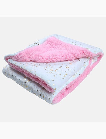 Tom kids - plaid polaire doux à pois 75 x 150 cm, doublure effet mouton