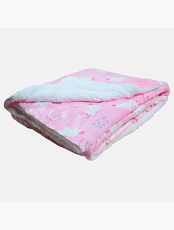 Tom kids - plaid polaire doux avec doudou lapin 70 x 100 cm