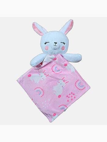 Tom kids - plaid polaire doux avec doudou lapin 70 x 100 cm