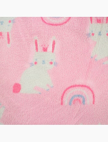 Tom kids - plaid polaire doux avec doudou lapin 70 x 100 cm