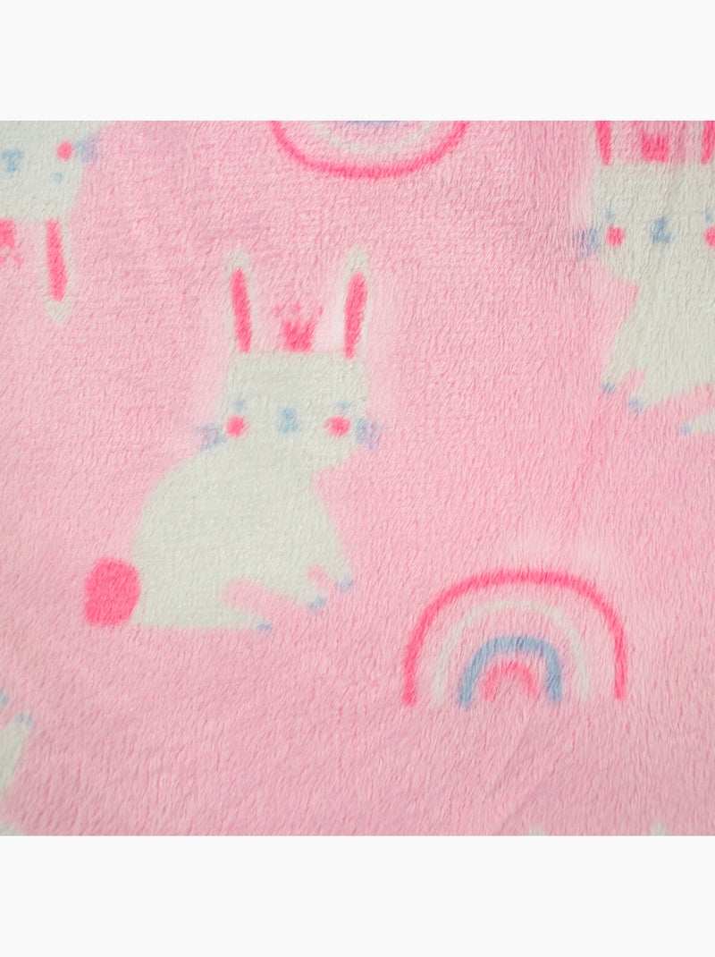 Tom kids - plaid polaire doux avec doudou lapin 70 x 100 cm Rose - Kiabi