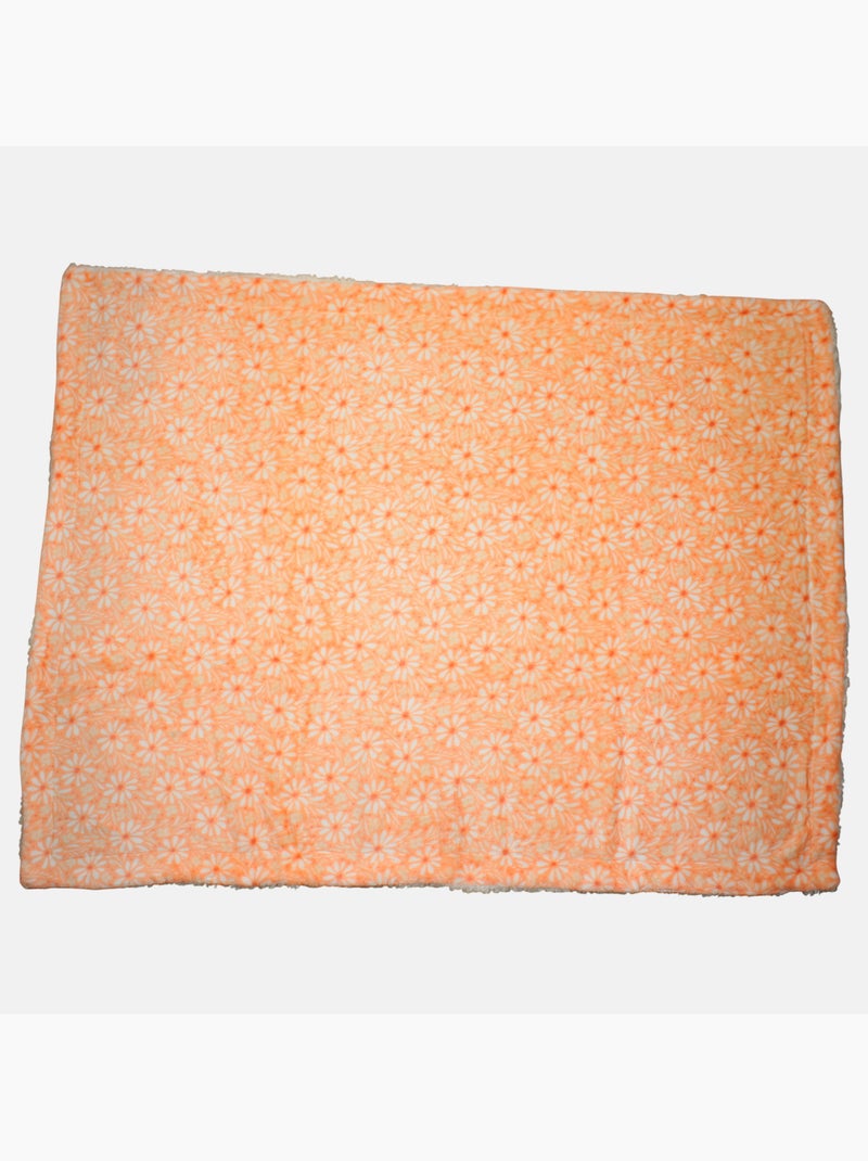 Tom kids - plaid polaire fleurs 75x150 cm, effet mouton Orange - Kiabi