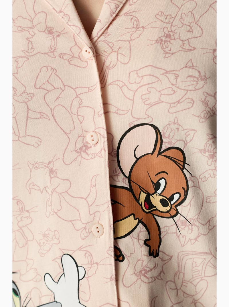 Tom&jerry ensemble pyjama chemise et pantalon à manches longues penti Rose clair - Kiabi