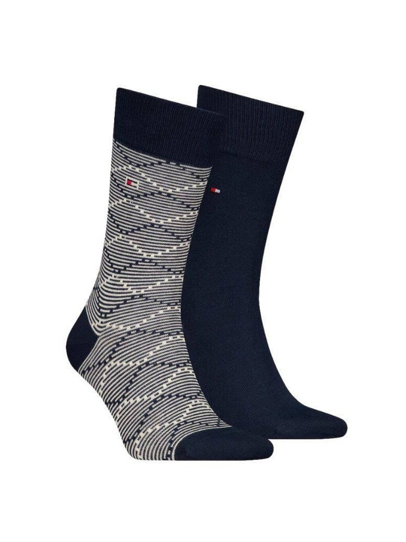 Tommy Hilfiger - Chaussettes motif/style À motifs Bleu Bleu Blanc - Kiabi