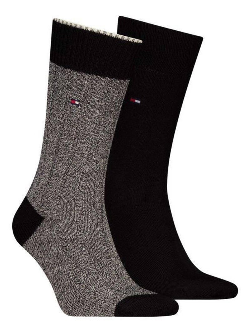 Tommy Hilfiger - Chaussettes motif/style Détail contrasté Blanc Noir - Kiabi