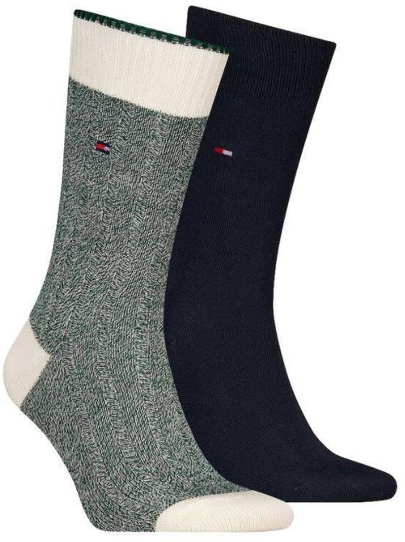 Tommy Hilfiger - Chaussettes motif/style Détail contrasté Bleu Vert - Kiabi