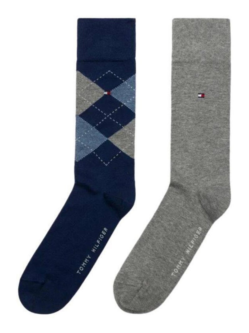Tommy Hilfiger - Chaussettes motif/style losange Gris Bleu Bleu - Kiabi