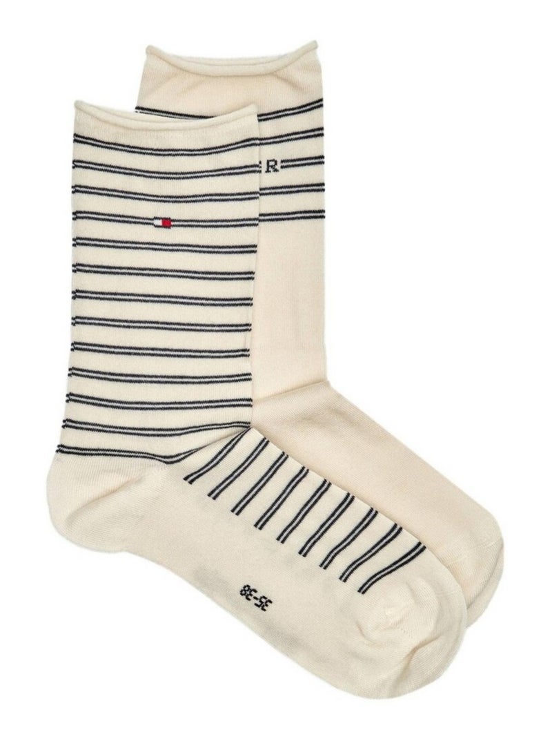 Tommy Hilfiger - Chaussettes motif/style rayé Crème - Kiabi