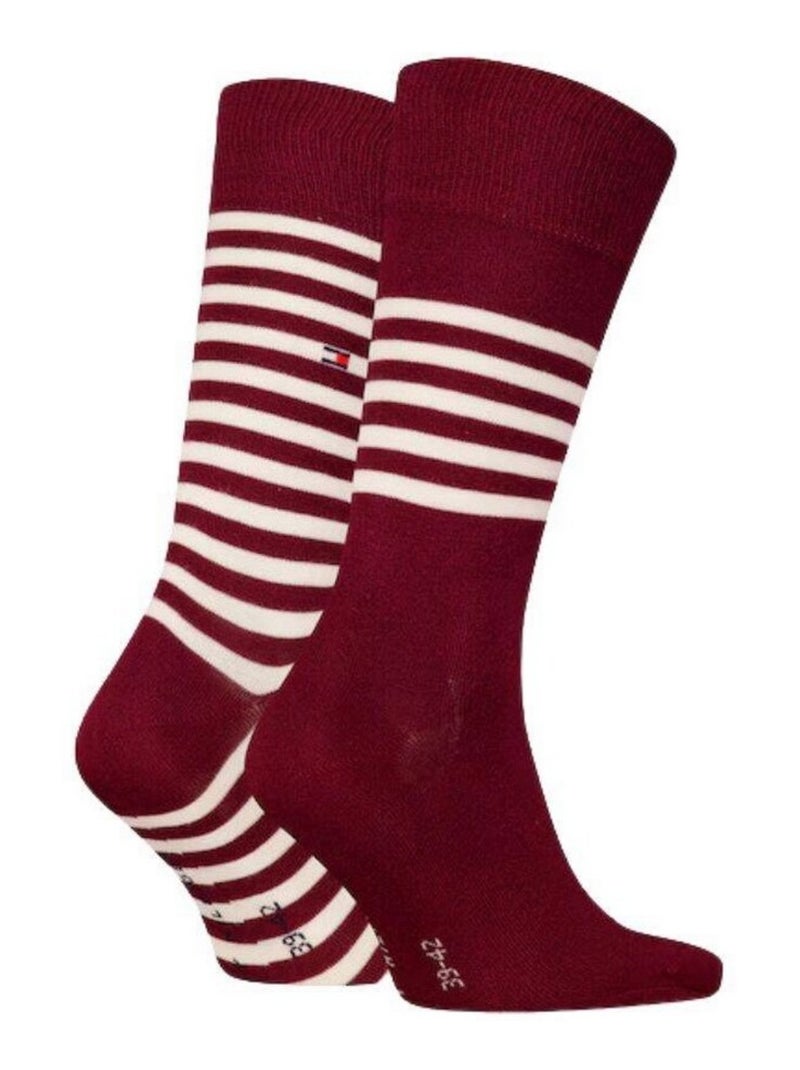 Tommy Hilfiger - Chaussettes motif/style rayures contrastées Bordeaux - Kiabi