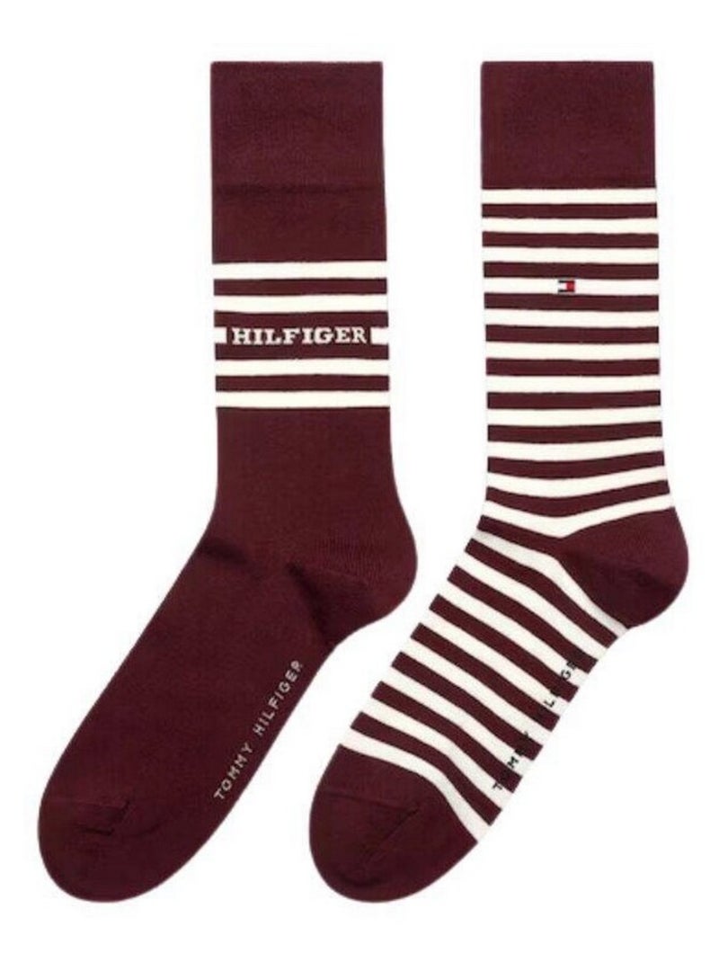 Tommy Hilfiger - Chaussettes motif/style rayures contrastées Bordeaux - Kiabi